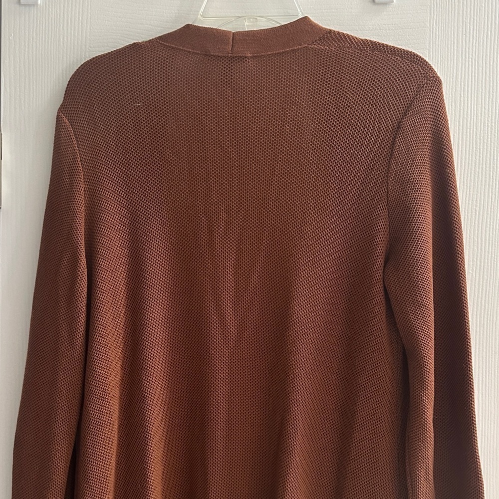 Eileen Fisher Women's Brown Rust Open Front Cardigan Casual Autumn Small Cozy - Picture 7 of 12